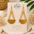 Large Gold Chain Statement Earrings Modern Geometric Dangle Earrings, Lightweight Gold Bold Contemporary Jewelry Trendy Gift for Her